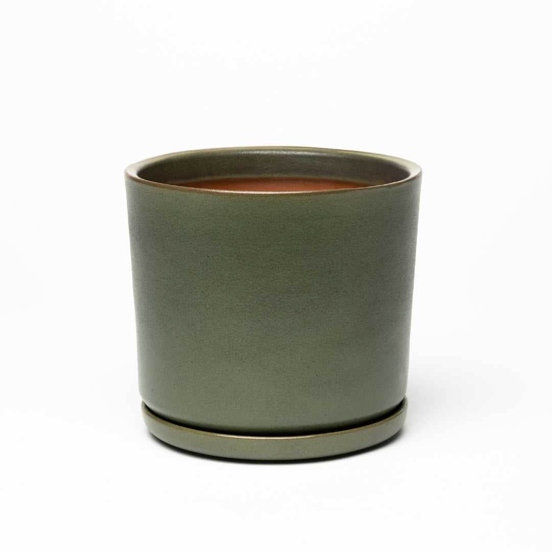 Plant pot with saucer M · Moss – VAIDAVA CERAMICS