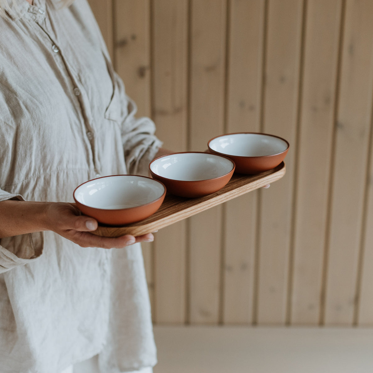 Snack bowl set with tray white · Earth – VAIDAVA CERAMICS