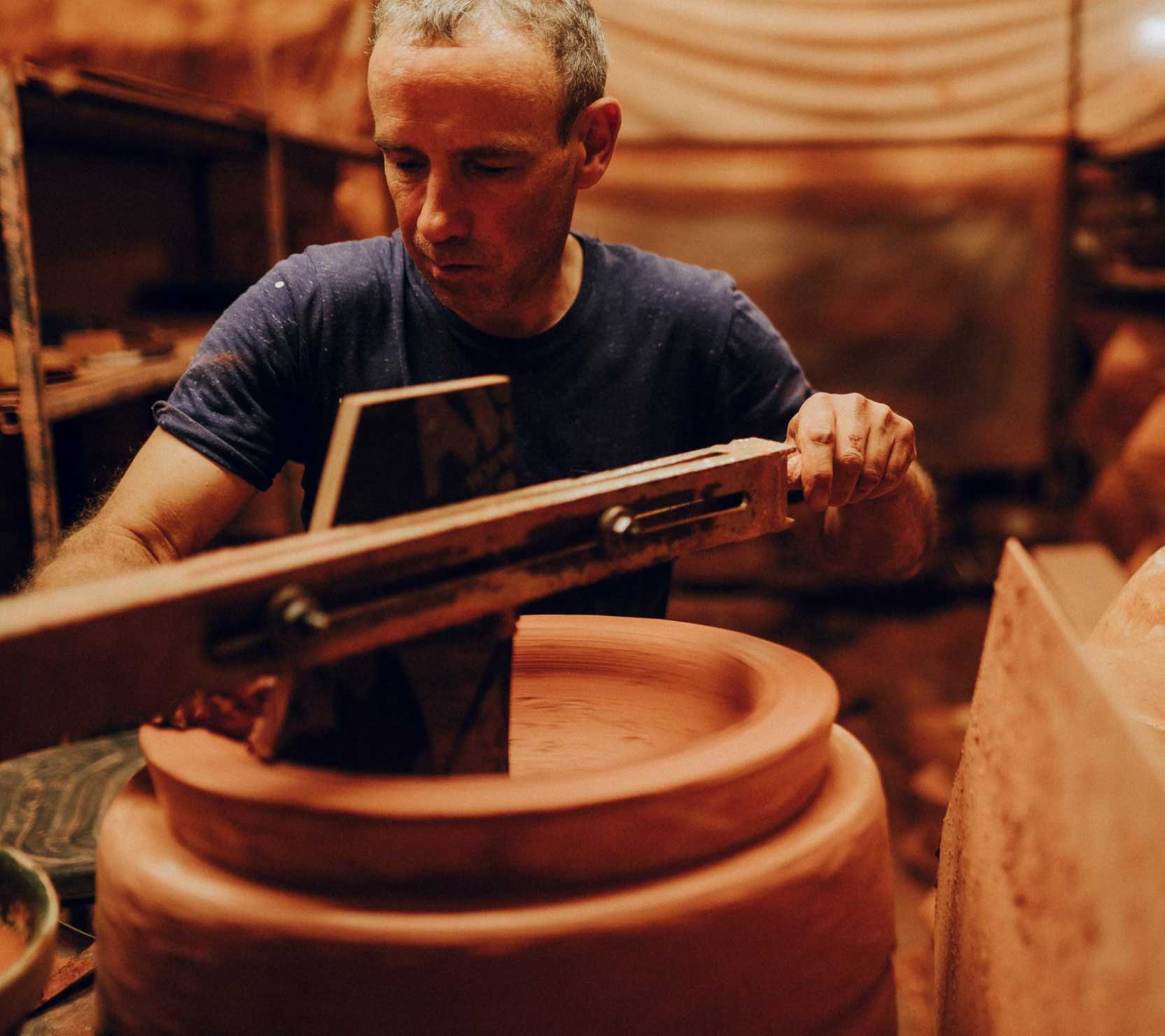 Our skilled artisan INĀRS, jiggering a large bowl