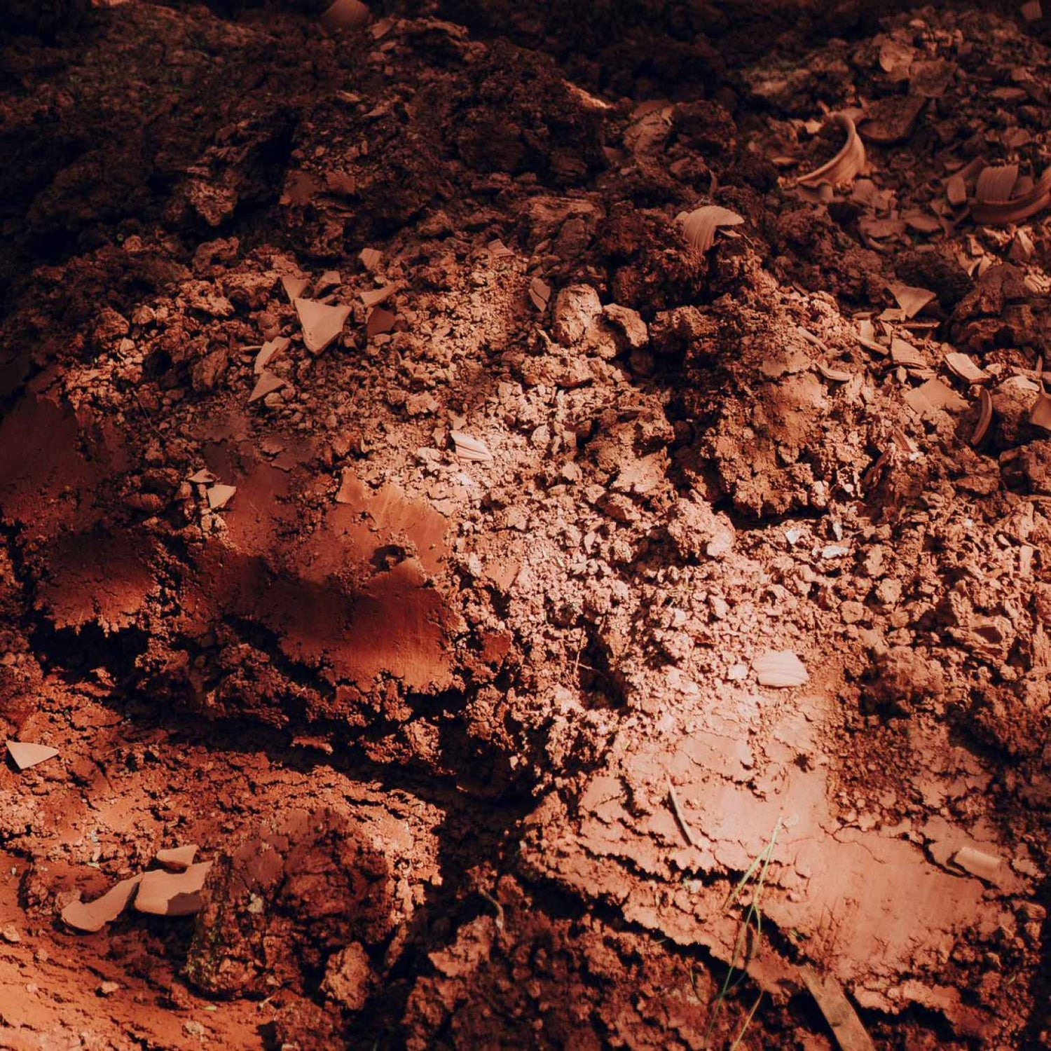 Closeup of the Latvian red clay