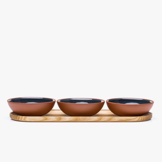 Snack bowl set with tray grey · Earth