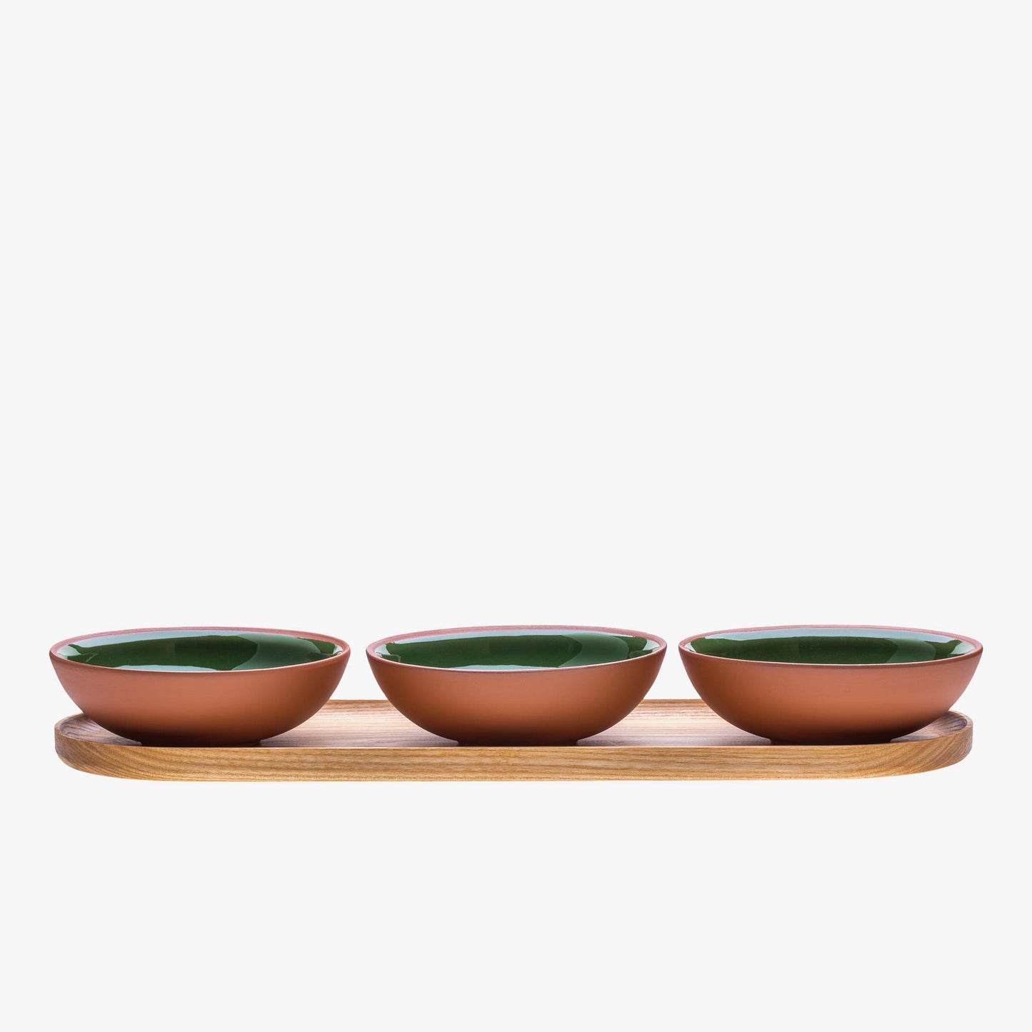 Snack bowl set with tray moss green · Earth