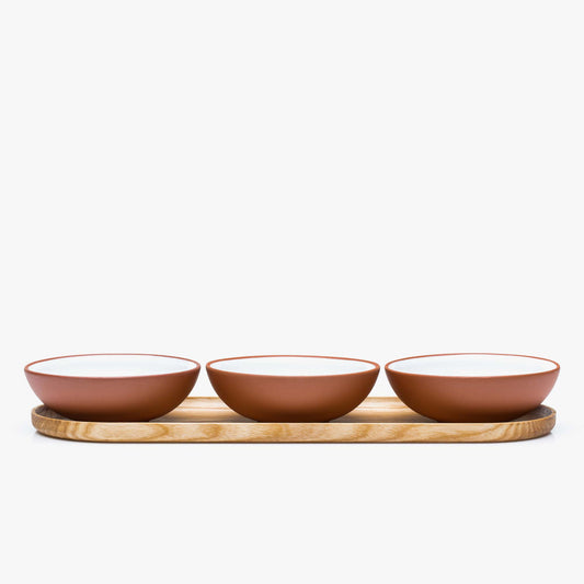 Snack bowl set with tray white · Earth