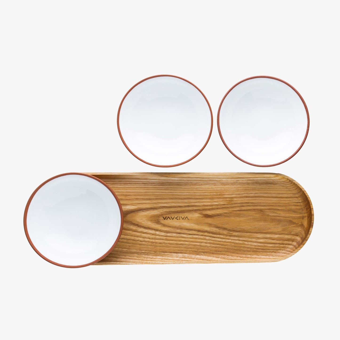 Snack bowl set with tray white · Earth