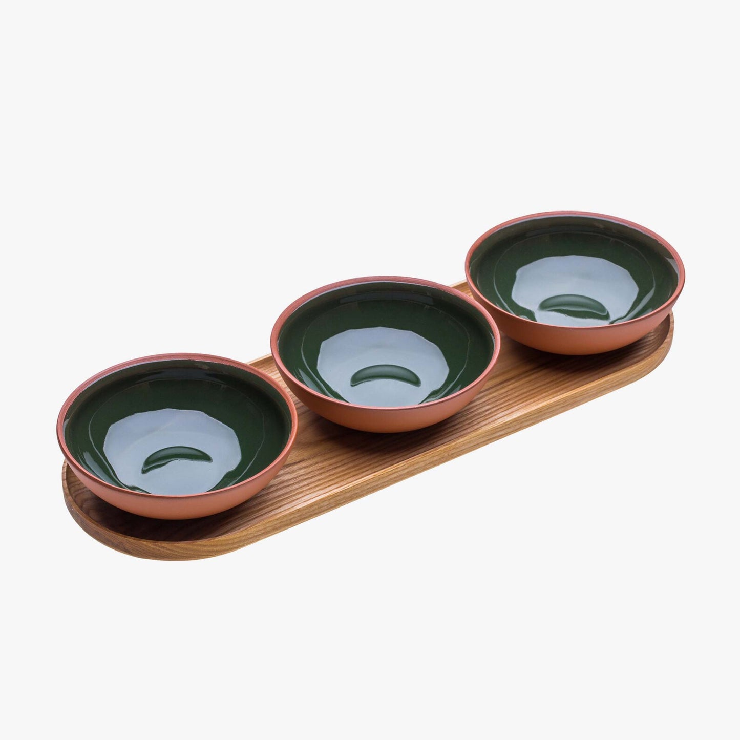 Snack bowl set with tray moss green · Earth